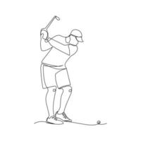 Golfer vector illustration drawn in line art style