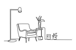 vector illustration of single continuous line interior