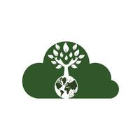 Globe and hand tree vector design. Nature and earth care concept.