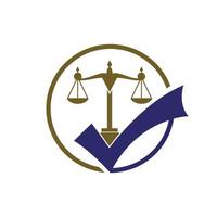 Law firm vector design. Law scale with check sign icon vector design.