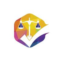 Law firm vector design. Law scale with check sign icon vector design.