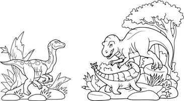 Various dinosaurs line art. Vector illustration for coloring pages, coloring book, etc