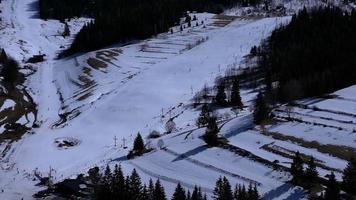 Aerial view of ski areal in winter video