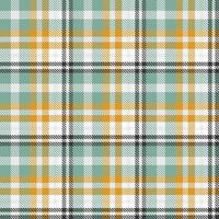 plaid pattern seamless textile is made with alternating bands of coloured  pre dyed  threads woven as both warp and weft at right angles to each other. vector