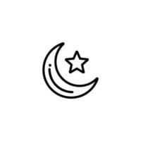 Islamic crescent star simple flat icon vector. Crescent moon icon. Islamic icon vector