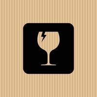 Fragile simple flat icon vector illustration with cardboard texture background