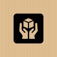 Handle with care simple flat icon vector illustration with cardboard texture background