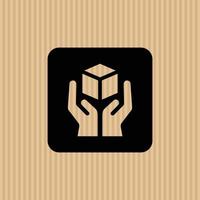 Handle with care simple flat icon vector illustration with cardboard texture background