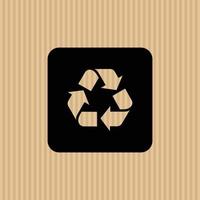 Recycled simple flat icon vector illustration with cardboard texture background