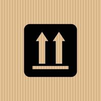 This way up simple flat icon vector illustration with cardboard texture background