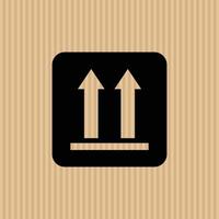 This way up simple flat icon vector illustration with cardboard texture background