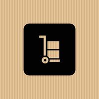 Use trolley simple flat icon vector illustration with cardboard texture background