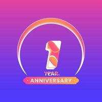 Number 1 vector logos for Anniversary Celebration Isolated on Violet background, Vector Design for Celebration, Invitation Card, and Greeting Card.