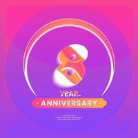 Number 8 vector logos for Anniversary Celebration Isolated on Violet background, Vector Design for Celebration, Invitation Card, and Greeting Card.