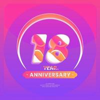 Number 18 vector logos for Anniversary Celebration Isolated on Violet background, Vector Design for Celebration, Invitation Card, and Greeting Card.