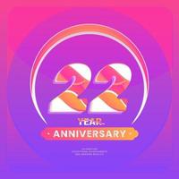 Number 22 vector logos for Anniversary Celebration Isolated on Violet background, Vector Design for Celebration, Invitation Card, and Greeting Card.