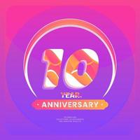 Number 10 vector logos for Anniversary Celebration Isolated on Violet background, Vector Design for Celebration, Invitation Card, and Greeting Card.