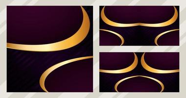 Golden luxury background set on dark overlap violet colors. Modern design Vector illustration.