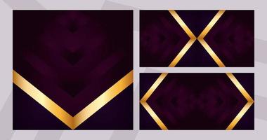 Golden luxury background set on dark overlap violet colors. Modern design Vector illustration.