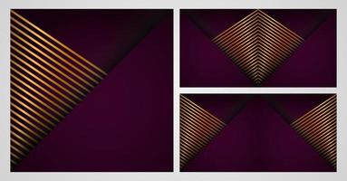 Golden luxury background set on dark overlap violet colors. Modern design Vector illustration.