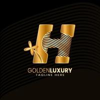 Letter H Luxury Decorative Alphabetic. Golden Flower Luxury Logo Pro Vector. vector