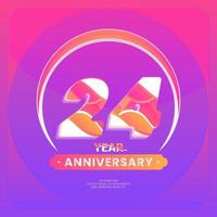 Number 24 vector logos for Anniversary Celebration Isolated on Violet background, Vector Design for Celebration, Invitation Card, and Greeting Card.