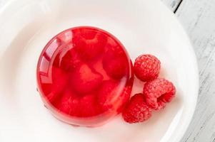 Raspberry gelatin dessert photo