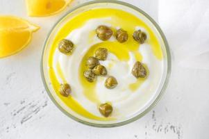 Greek yogurt caper dip photo