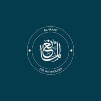 Allah's Name with meaning in Arabic Calligraphy Style vector