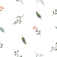 Botanical seamless pattern on a white background. Vector illustration in soft hand drawn style