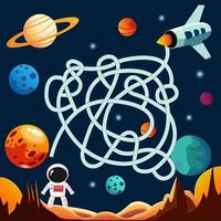 vector maze game with space theme template astronaut and rocket