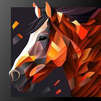 horse head, horse in abstract art style, cube style for poster, banner or background, vector illustration