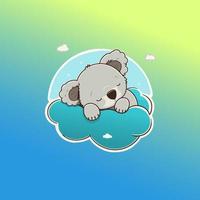 Koala sleeping on a cloud. Cute cartoon vector illustration.