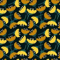 Flower seamless pattern, silhouette of blooming, hand drawn botanical, Floral leaf for spring and Summer time, natural ornaments for textile, fabric, wallpaper, background. vector