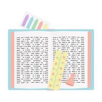 Open Book bookmark stickers colored vector