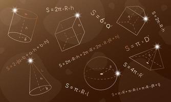 Mathematical background with formulas and geometric shapes for various purposes such as banner, wallpaper, poster background vector