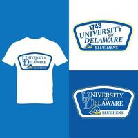 Universidad de Delaware azul gallinas t camisa diseño vector