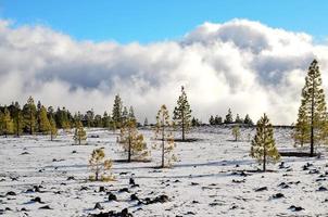 Snowy mountain landscape photo