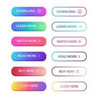 Modern Gradient Buttons Flat Material Style Vector Set Collection