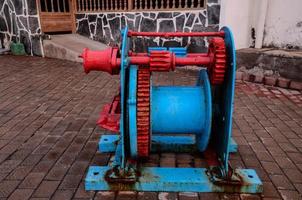 Blue metal winch photo