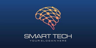 Brain tech logo design. Artificial intelligence and technology logo Vector design