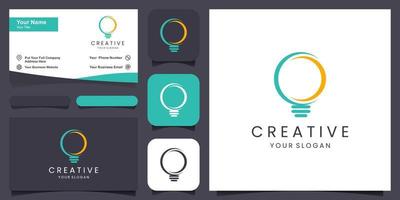 creative Smart bulb lamp logo icon and business card design . vector