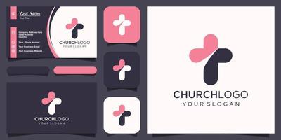 christian cross logo design vector template. Baptist cross symbol vector design template.