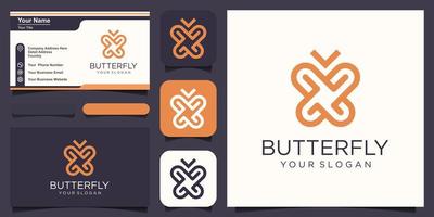 Butterfly Logo geometric design abstract vector template Linear style icon.