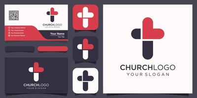 christian cross logo vector template combined with heart icon. Church logo.