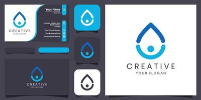 Water Drop with People Abstract Logo design vector