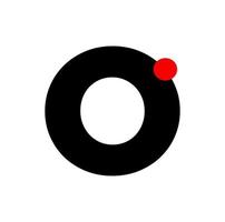 Letter O with a red dot. O company monogram. vector