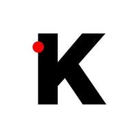 K letter with red dot company monogram. K icon. vector