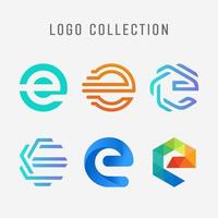 conjunto de inspiración creativa para el diseño del logotipo de la letra e del monograma. iconos para negocios de lujo, elegantes, simples. vector