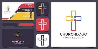 christian cross logo design vector template. Baptist cross symbol vector design template.